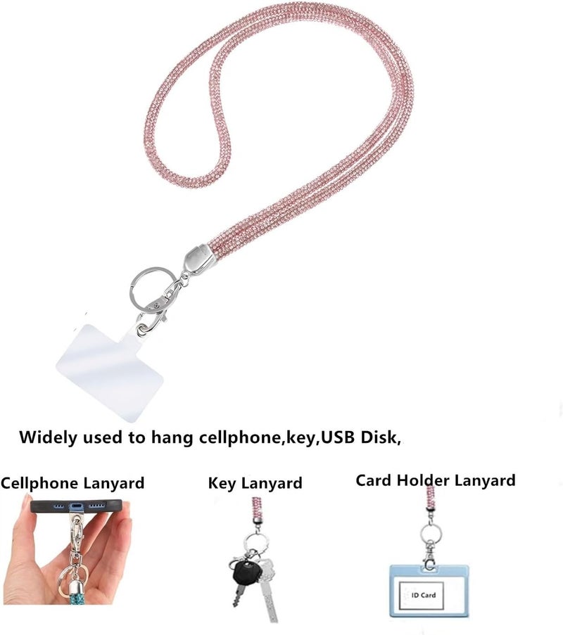 Global_Shopper Fashion 34.8'' Sparkle All Round Crystal Neck Lanyard,Bling Work Name Card Holder For Women(AB White,1PC) - Image 3